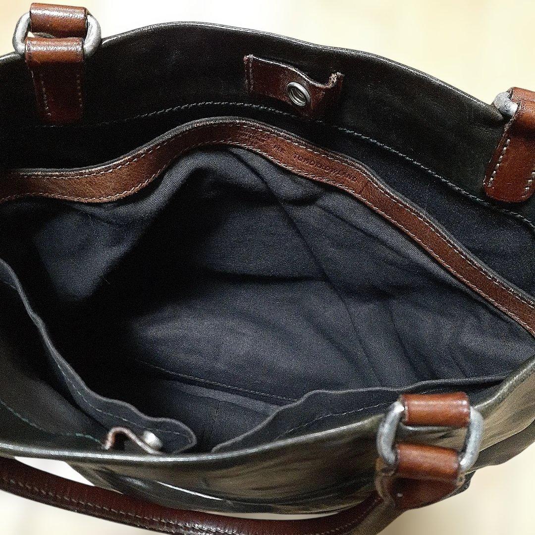 【土日限定】Daniel & Bob★レザー トートバッグ(カーキ × 茶)