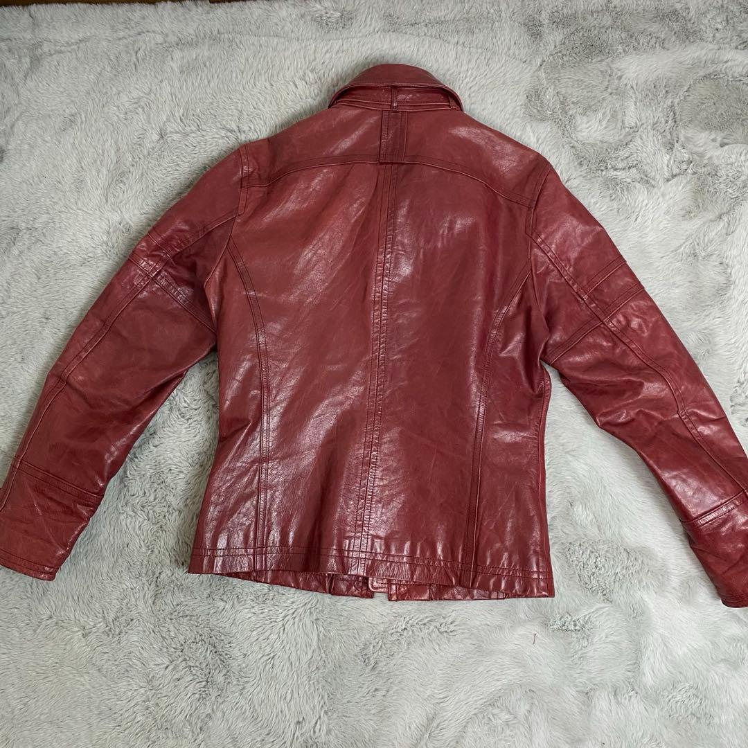 A.S.M レザージャケット 48 水牛革 赤 シングルライダース　Y2K