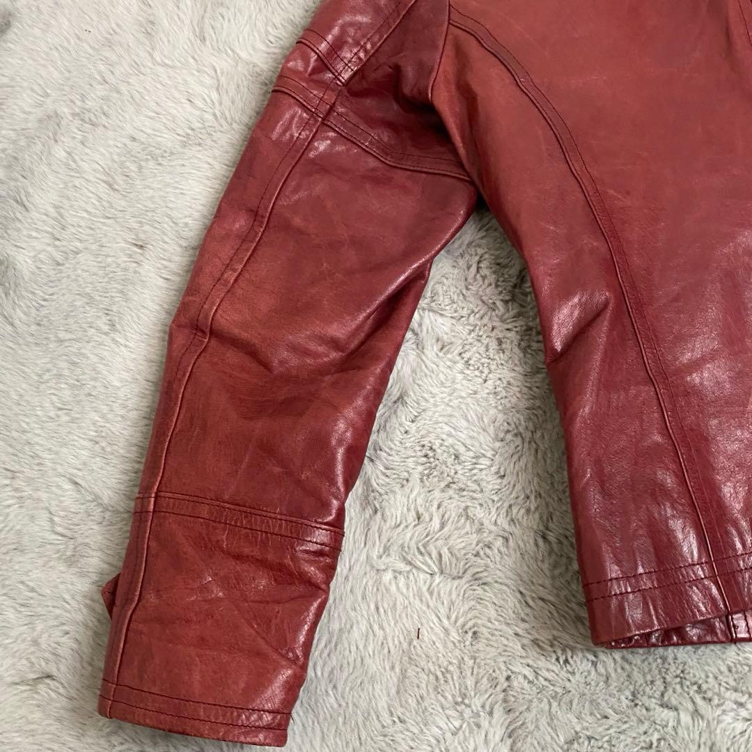 A.S.M レザージャケット 48 水牛革 赤 シングルライダース　Y2K