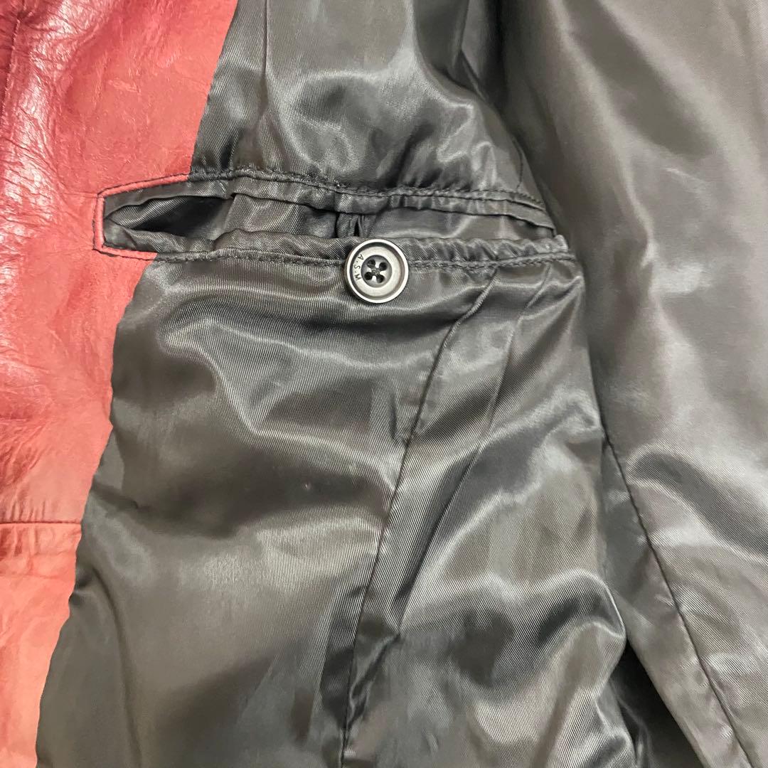 A.S.M レザージャケット 48 水牛革 赤 シングルライダース　Y2K