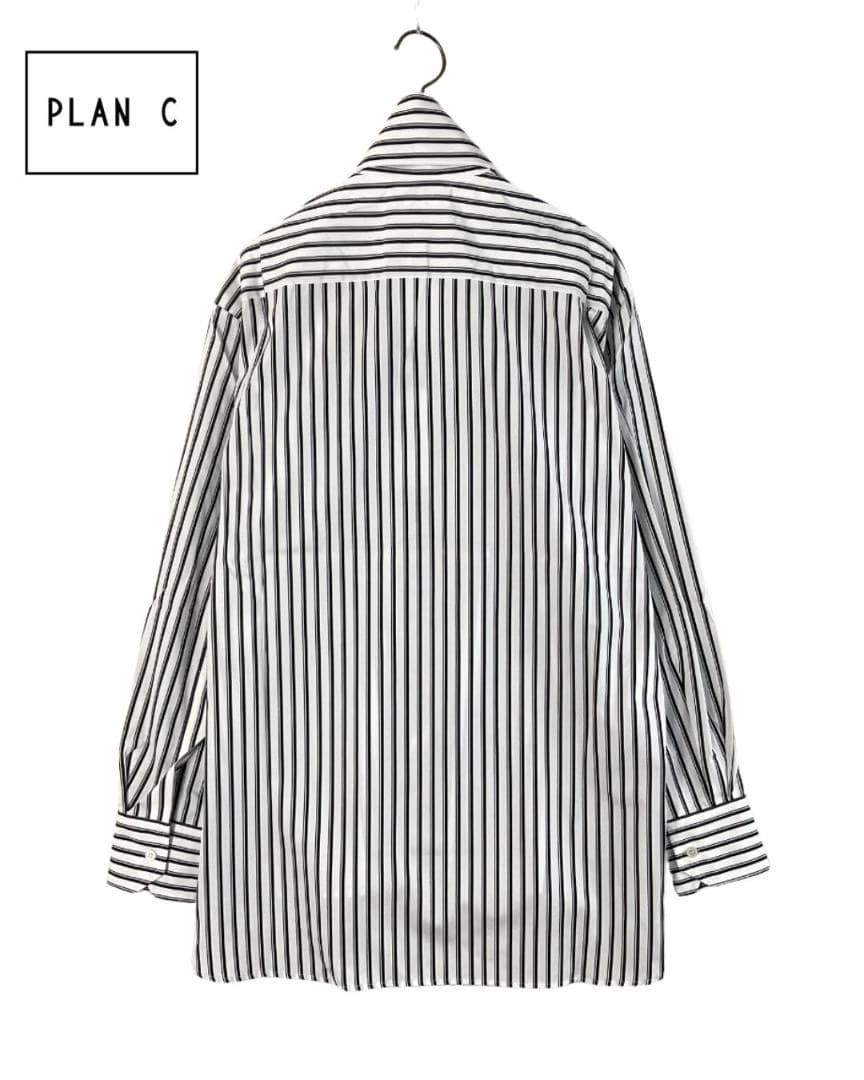 【新品】Plan C ストールドッキングノーカラーストライプシャツ 40