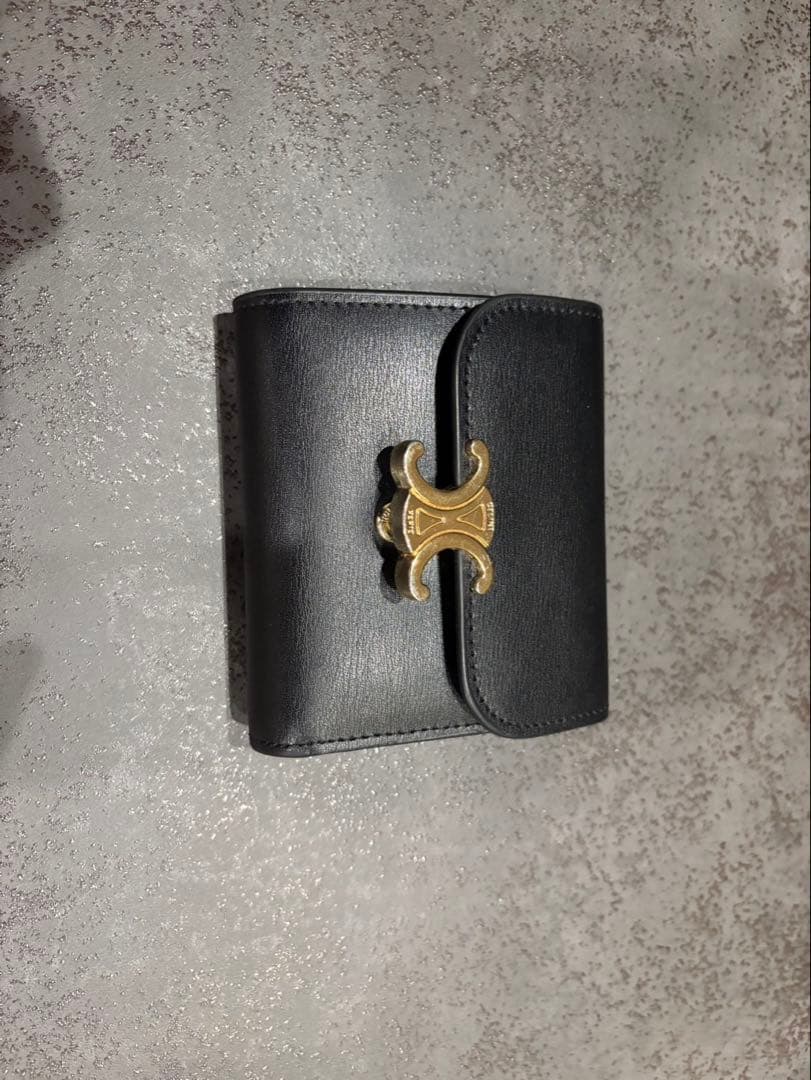 CELINE ブラックレザー 三つ折り財布
