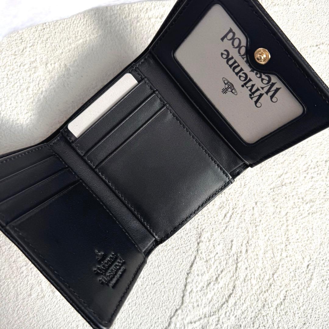 ヴィヴィアンウエストウッド 三つ折り財布 がま口 オーブ レザー ブラック