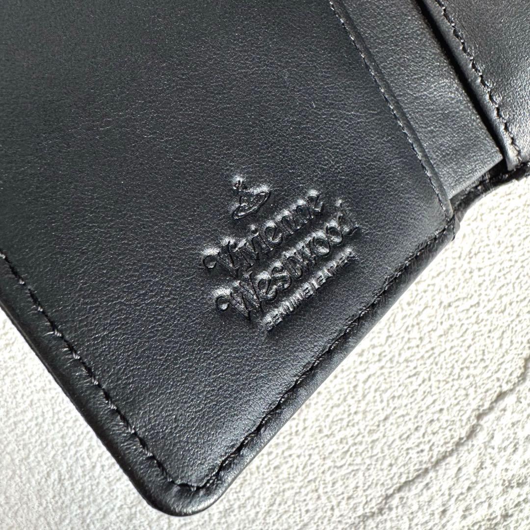 ヴィヴィアンウエストウッド 三つ折り財布 がま口 オーブ レザー ブラック