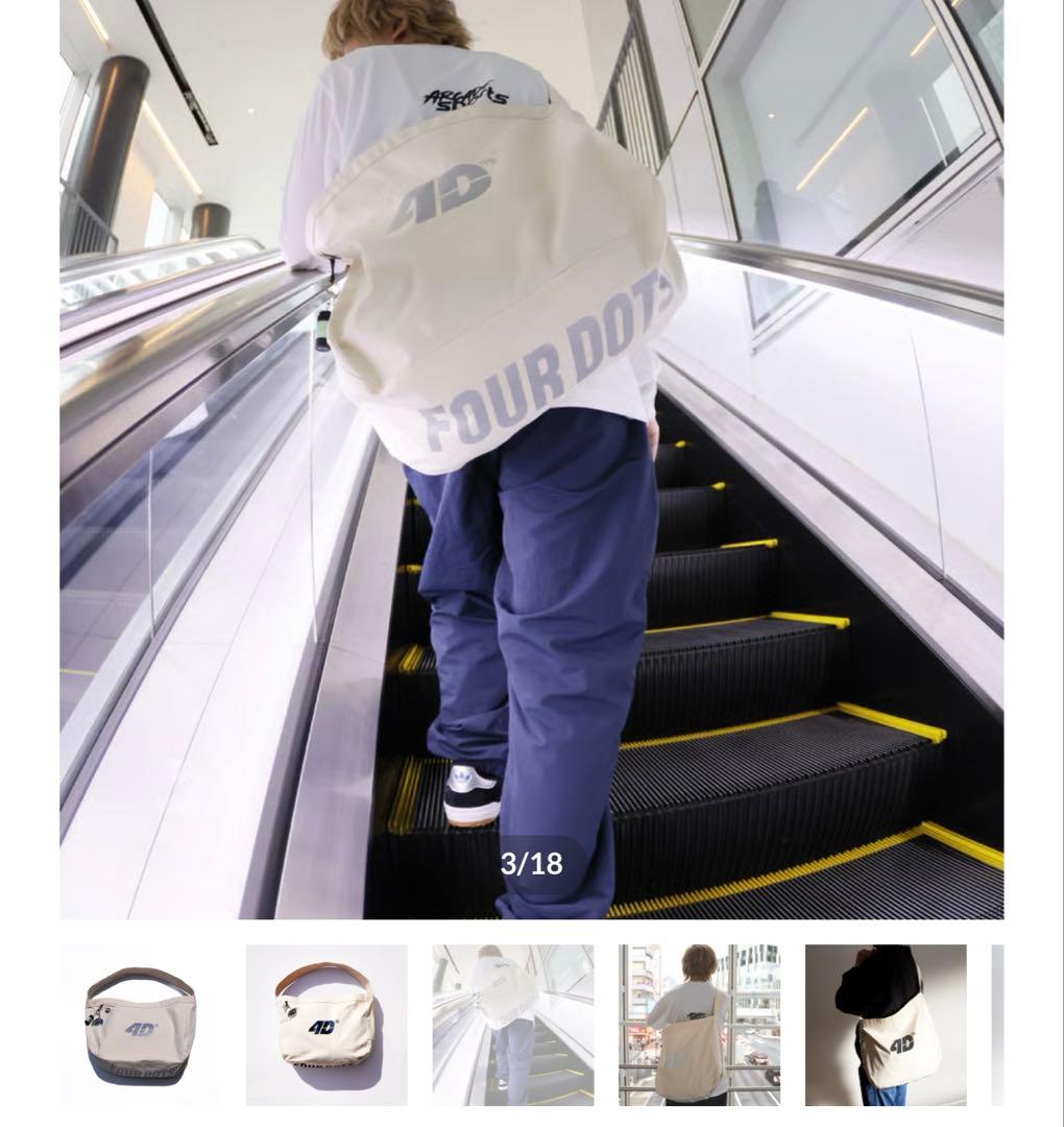 4D FOUR DOTS ベージュ トートバッグ(8シール付き)