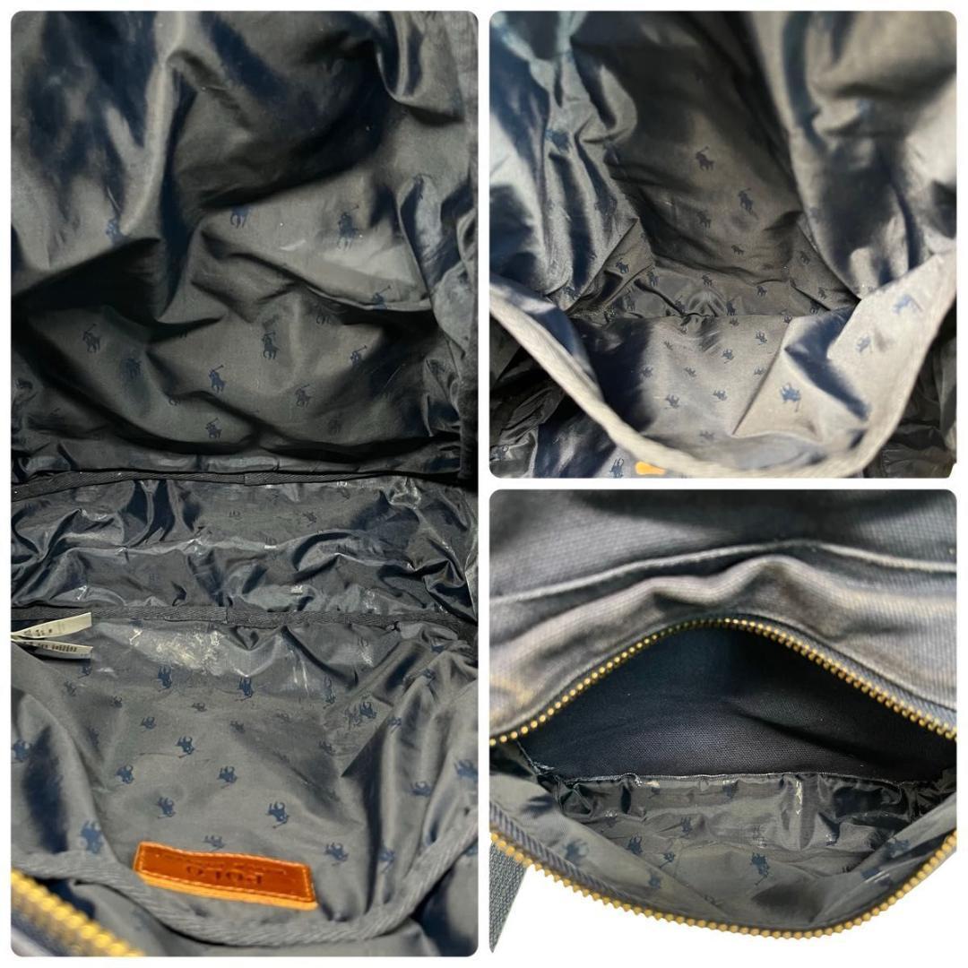 良品 ポロラルフローレン リュック バックパック ポロベア キャンバス ネイビー