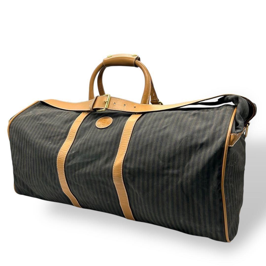 良品 882 フェンディ ボストンバッグ 2way ペカン 南京錠 キャンバス