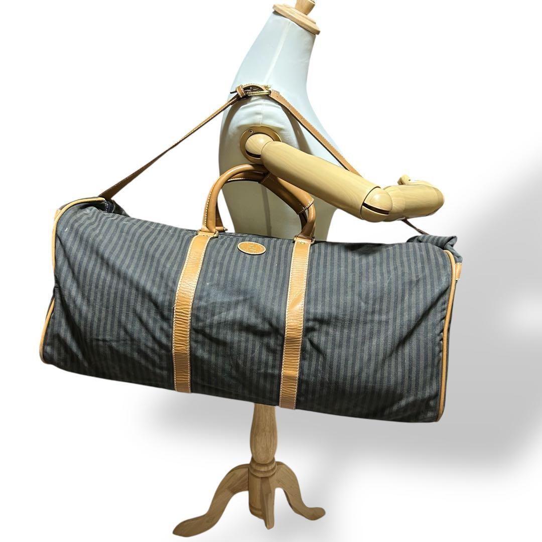 良品 882 フェンディ ボストンバッグ 2way ペカン 南京錠 キャンバス