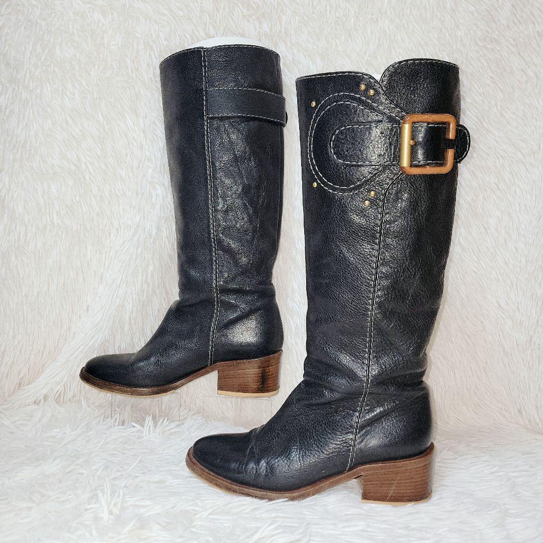 Chloe/クロエ ロングブーツ　Vibram ヒール バックル スタッズ