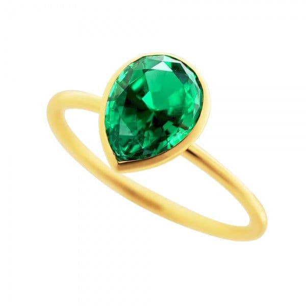 京セラ 18金YGクレサンベールエメラルドリング