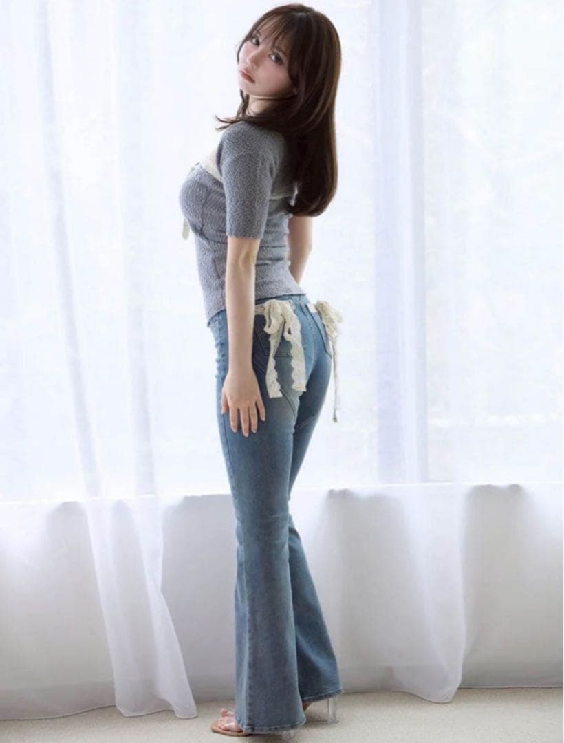 ANDMARY♡Lacey ribbon heart hip denim M新品