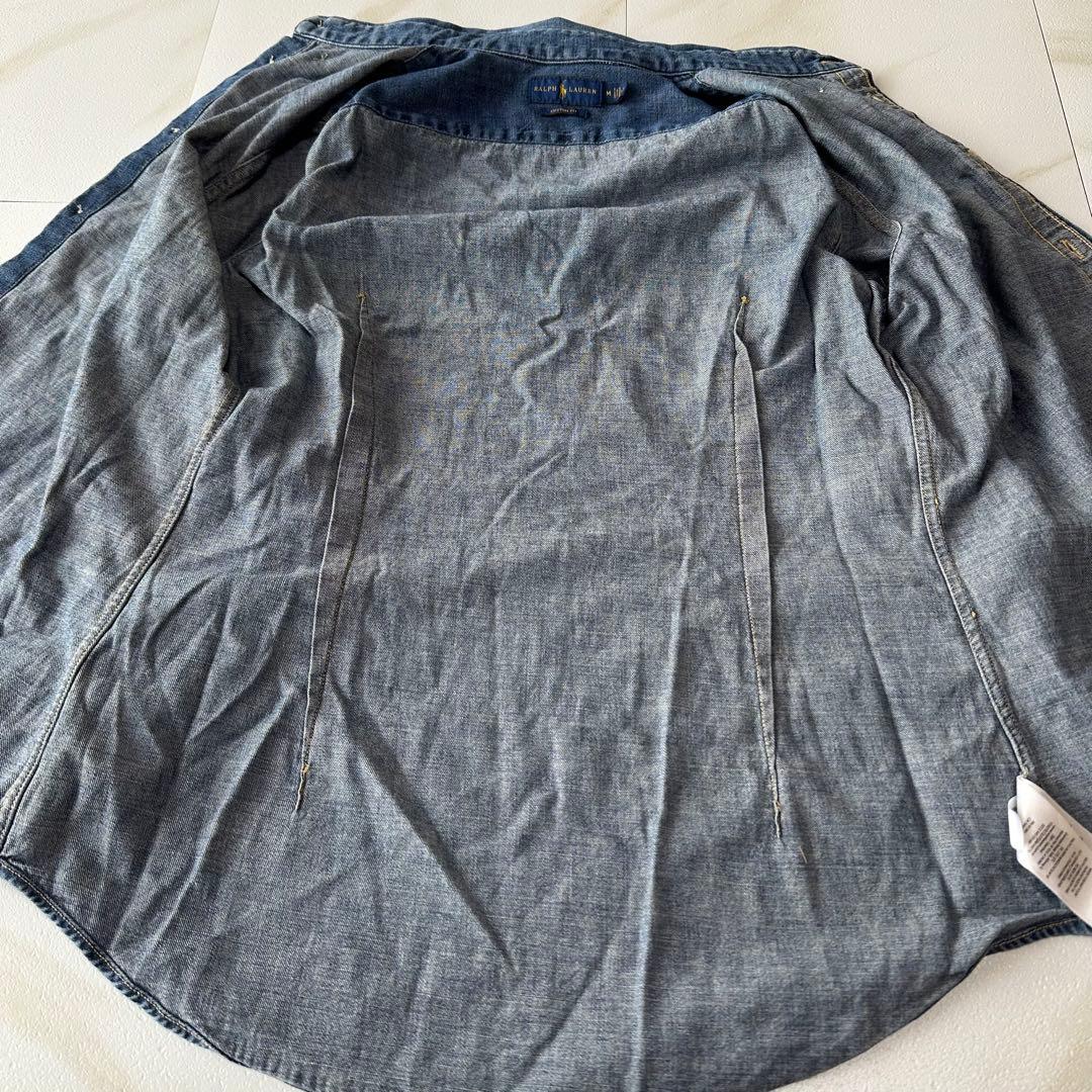 ラルフローレン デニムシャツ ダンガリー マルチポニー 刺繍 インディゴ M