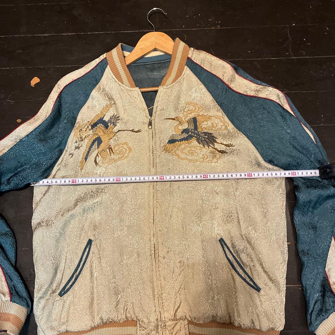 90s?プリント&サテン両面スカジャン　リバーシブル