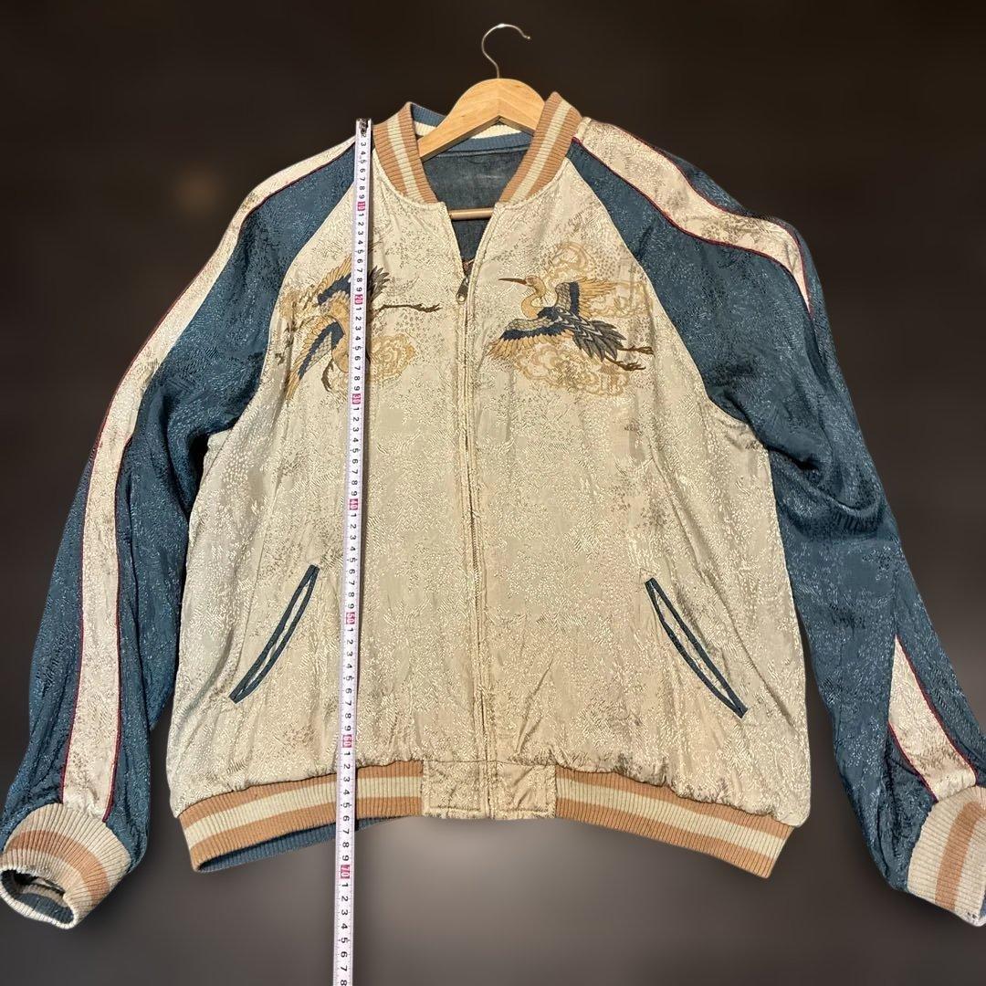 90s?プリント&サテン両面スカジャン　リバーシブル