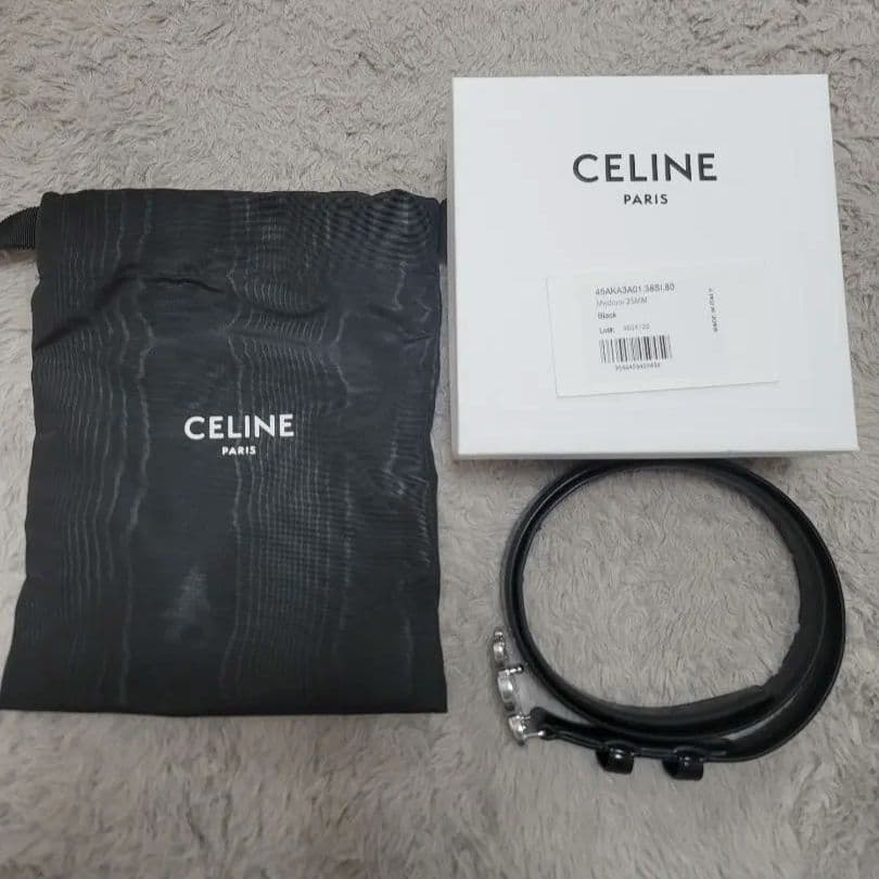 【美品】CELINE トリオンフ ベルト ミディアム スムースレザー ブラック