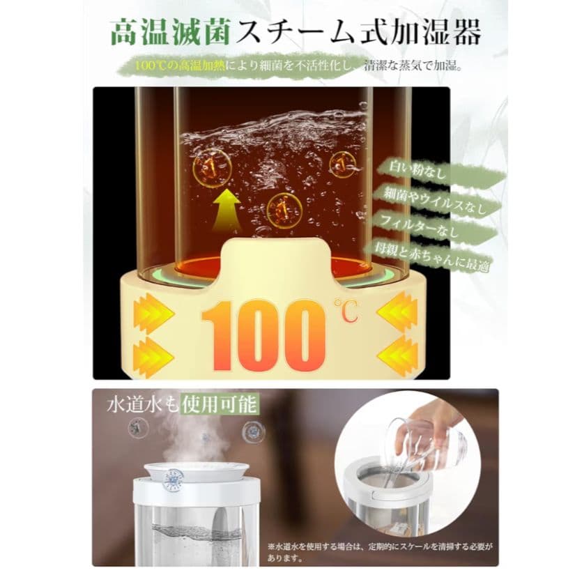 新品未使用 加湿器 スチーム式 加熱式 2025最新型 リモコン付