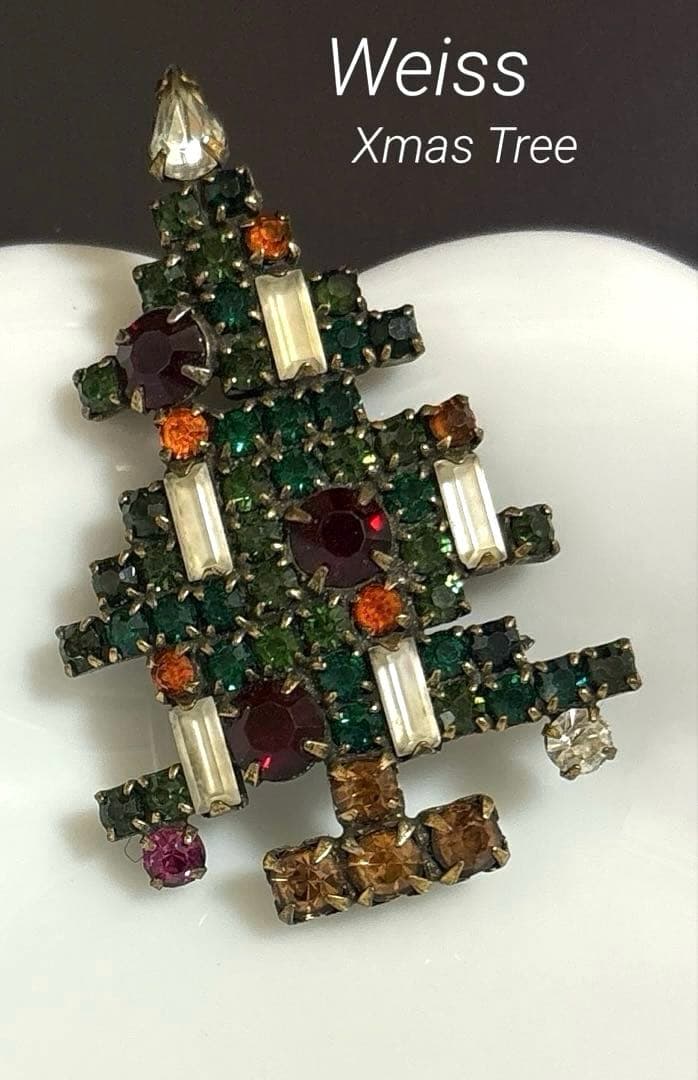USA WEISS ヴィンテージブローチ Xmas Tree 5Candles