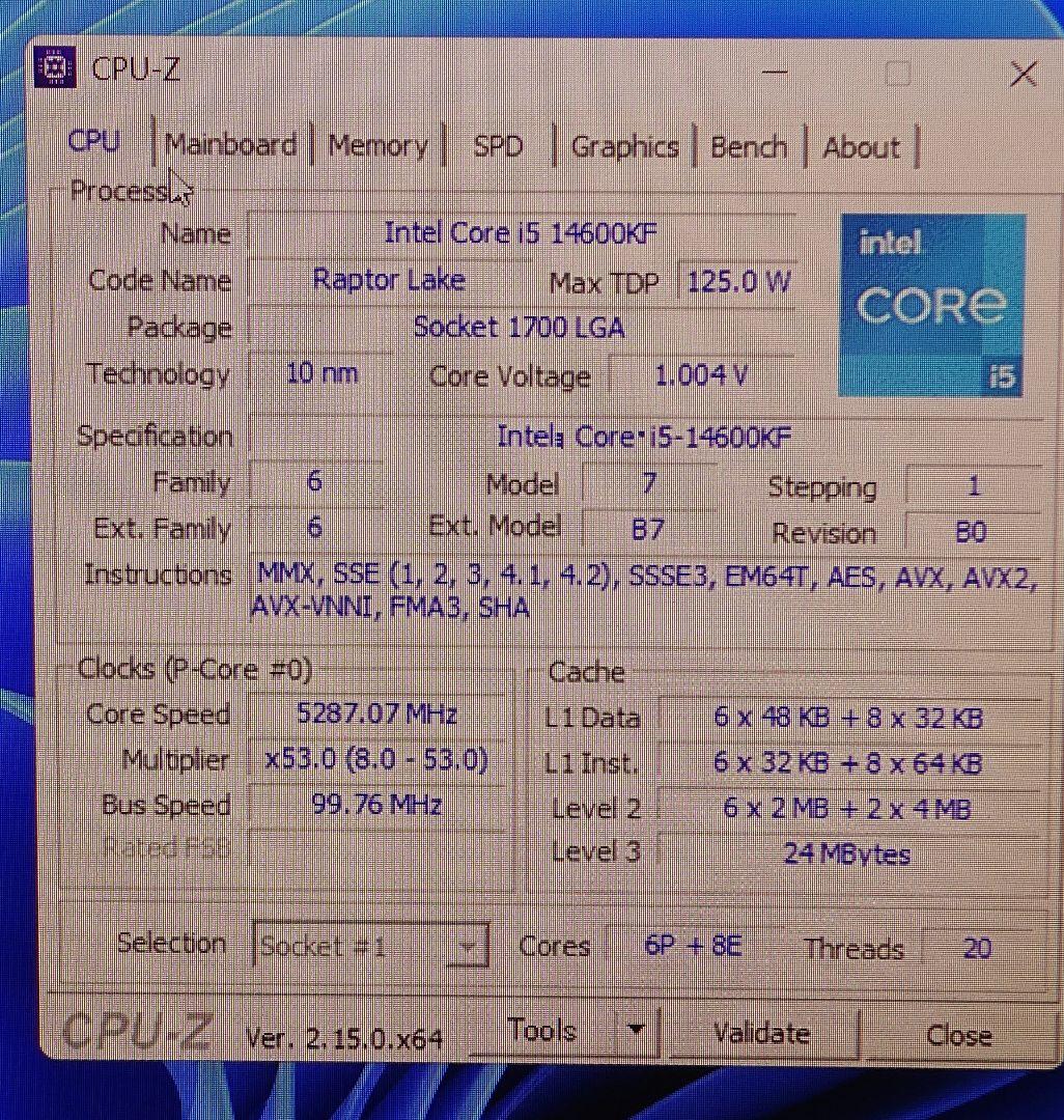 PCパーツ　CPU intel i5 14600KF　その他