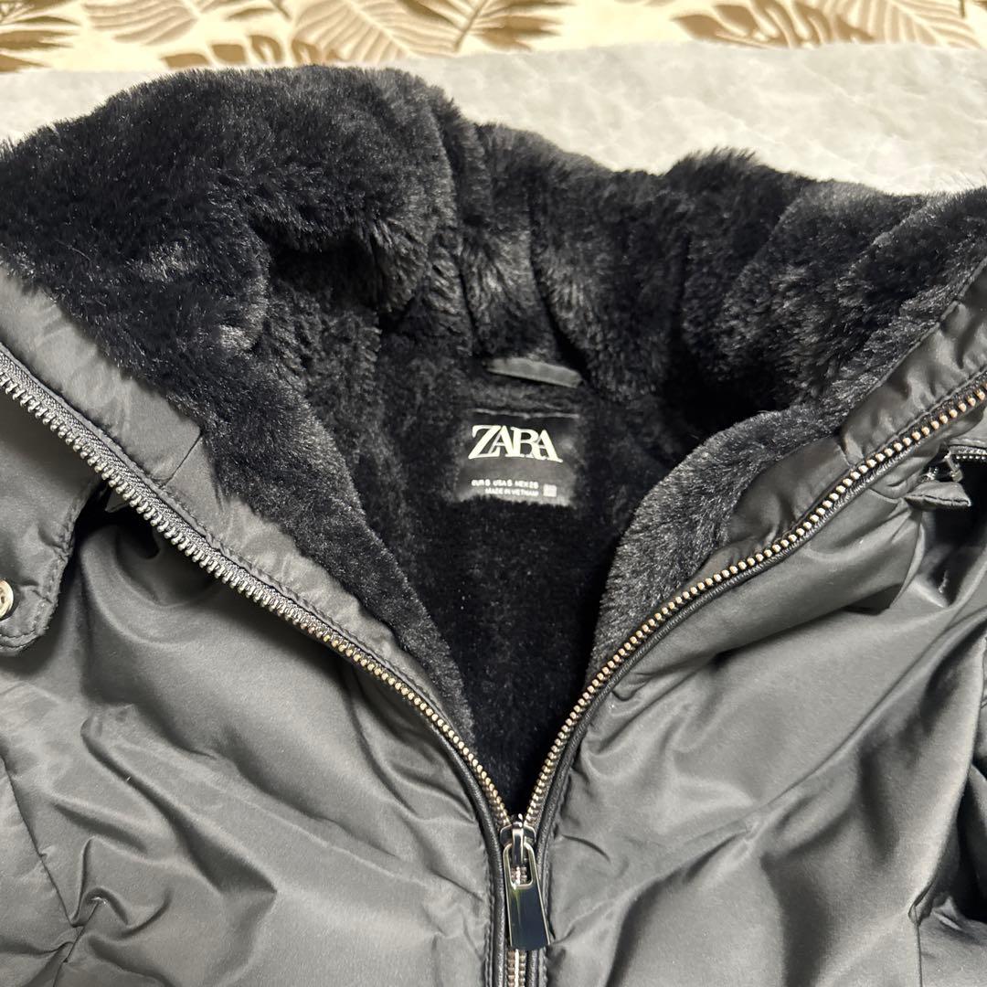 3way ZARA ザラ ダウンジャケット ボア ファー付き ブラック S