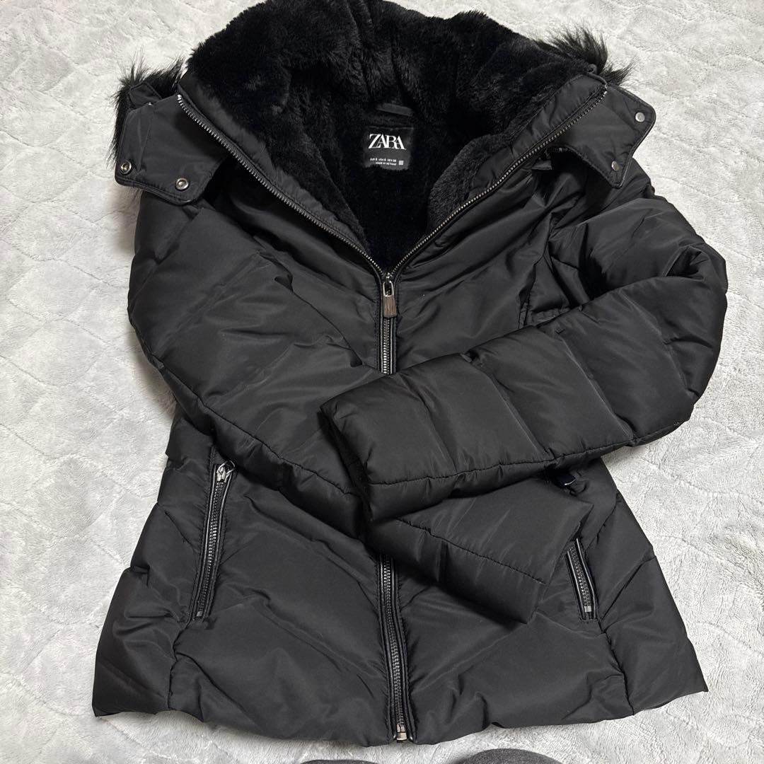 3way ZARA ザラ ダウンジャケット ボア ファー付き ブラック S