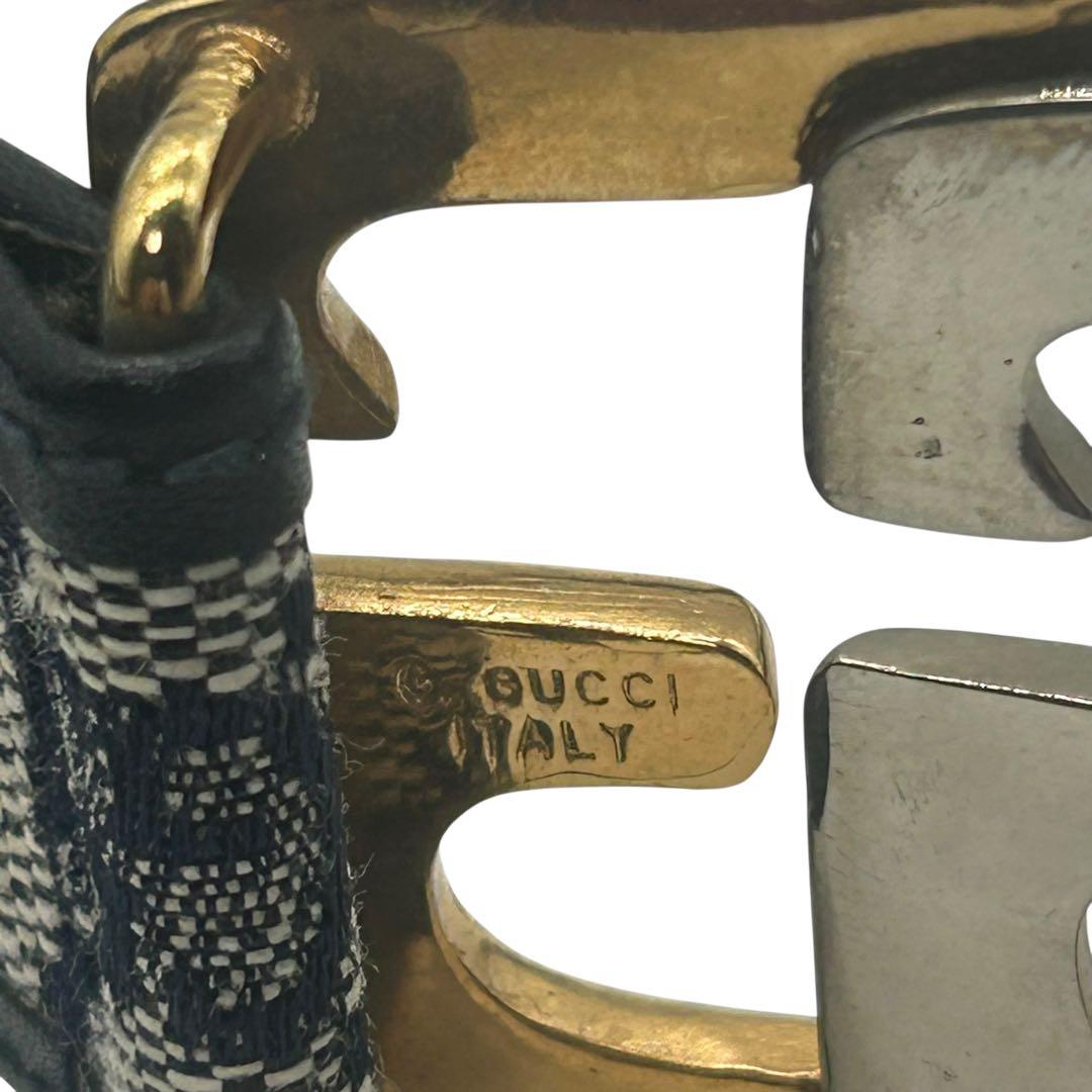 【極美品】グッチ GGキャンバス×レザー ベルト ツートーGGバックル 77cm