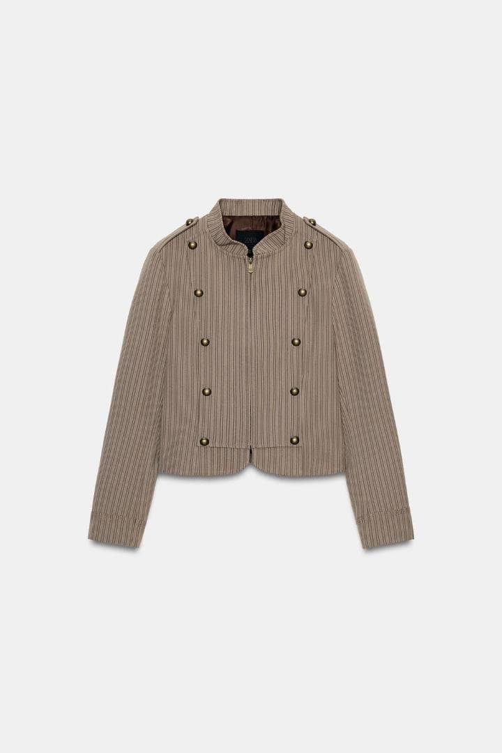 ZARA ストライプ柄フィットブレザー L　 ナポレオン