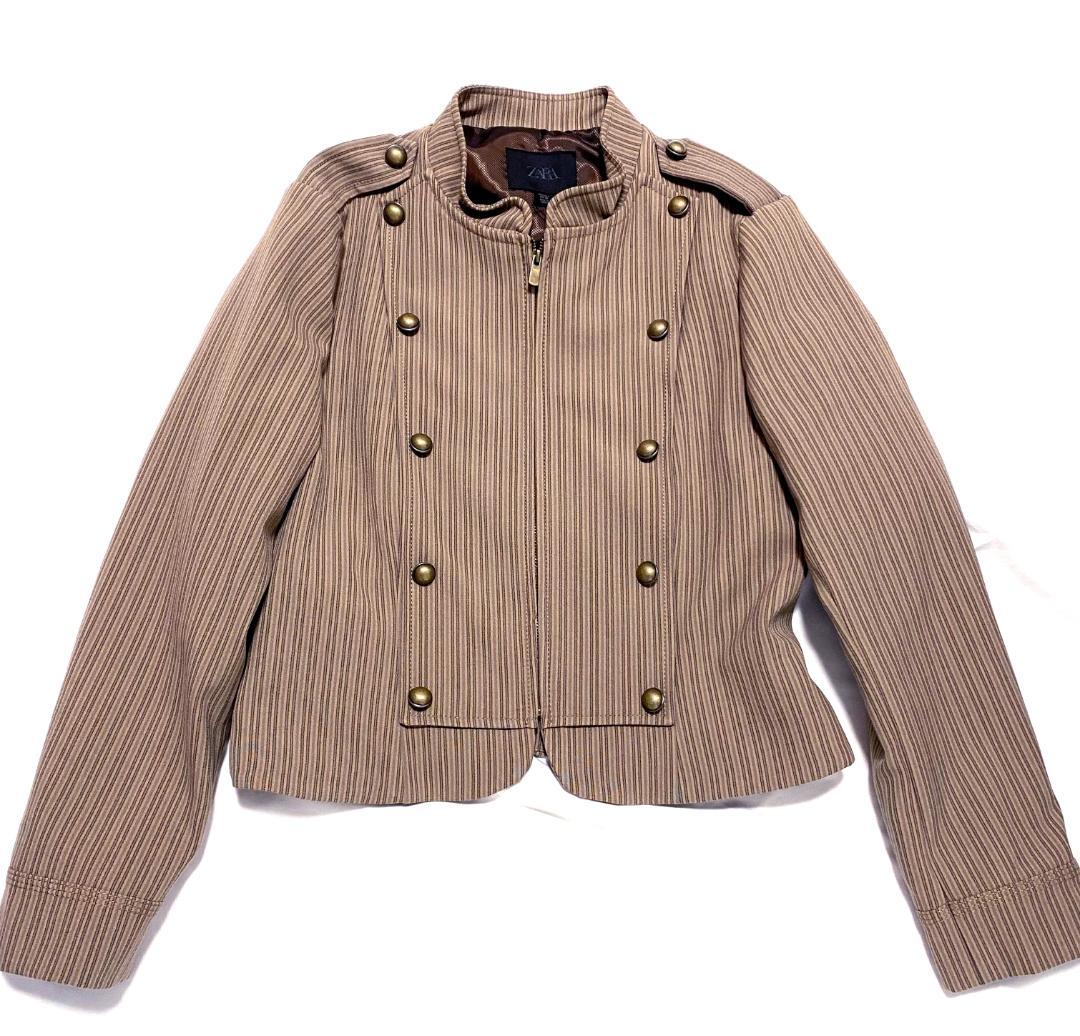 ZARA ストライプ柄フィットブレザー L　 ナポレオン