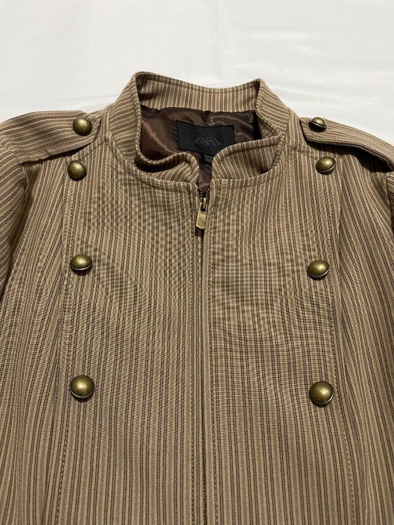 ZARA ストライプ柄フィットブレザー L　 ナポレオン