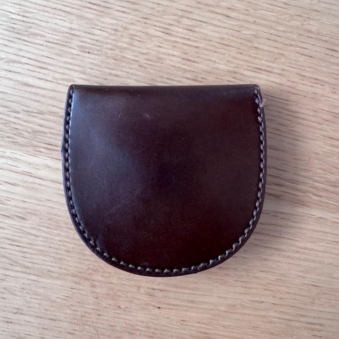 土屋鞄　馬蹄型ケース　コードバン　濃赤茶色