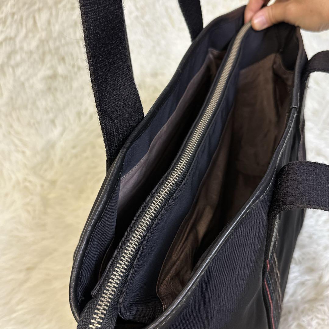 ポールスミス マルチストライプ ナイロン トートバッグ ブラック 大容量