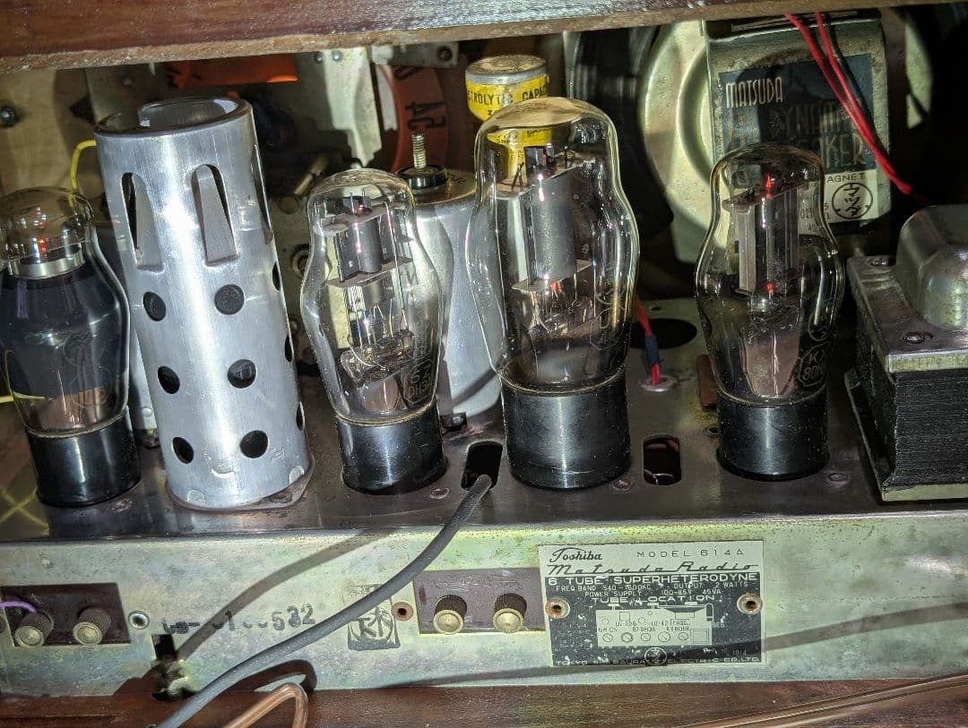 マツダ614A　昭和レトロ真空管ラジオ　bluetooth付　家族団らん