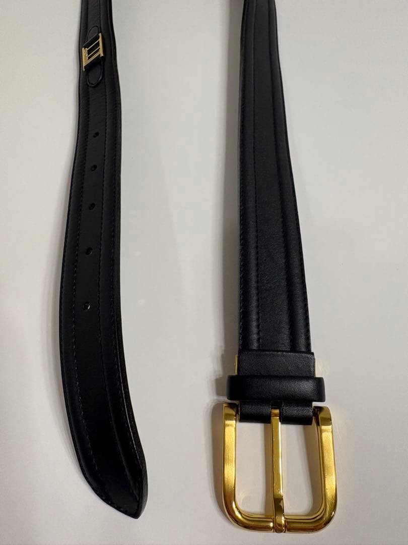 新品未使用⭐️dunhill ブラックレザーベルト ゴールドバックル