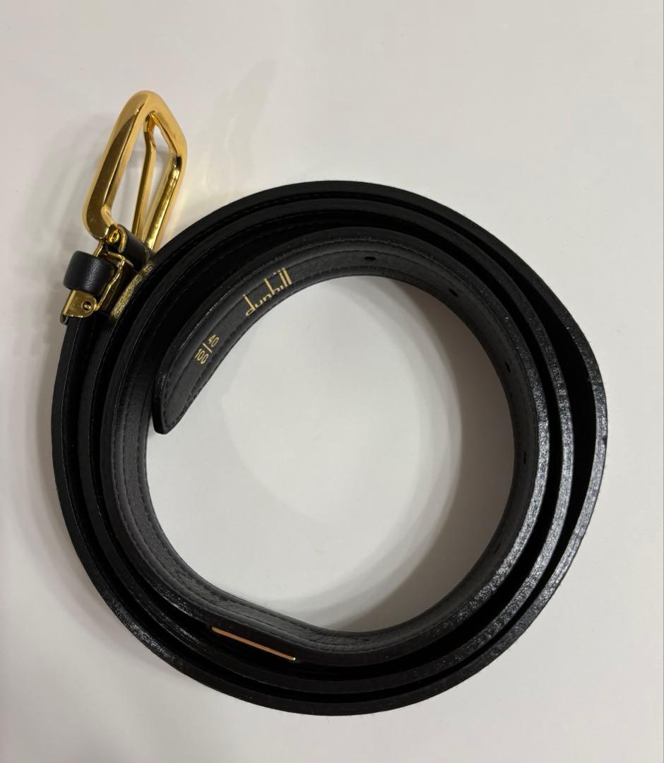 新品未使用⭐️dunhill ブラックレザーベルト ゴールドバックル
