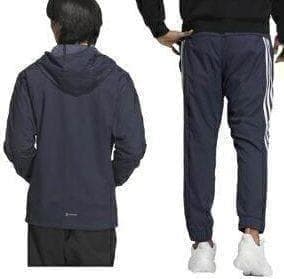 E新品 2XL アディダス adidas デニム風ウーブンセットアップ 上下紺