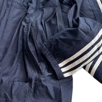 E新品 2XL アディダス adidas デニム風ウーブンセットアップ 上下紺