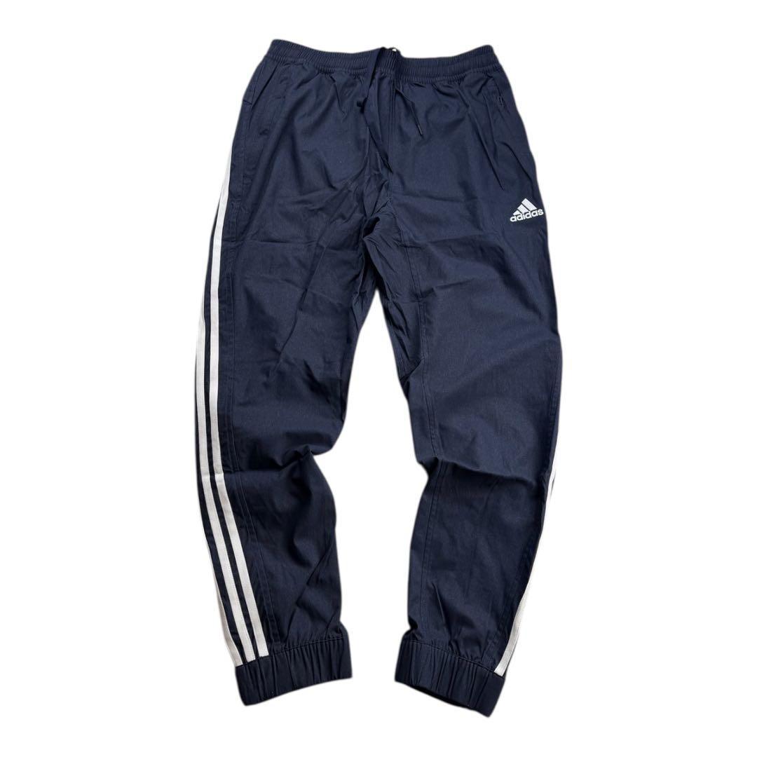 E新品 2XL アディダス adidas デニム風ウーブンセットアップ 上下紺