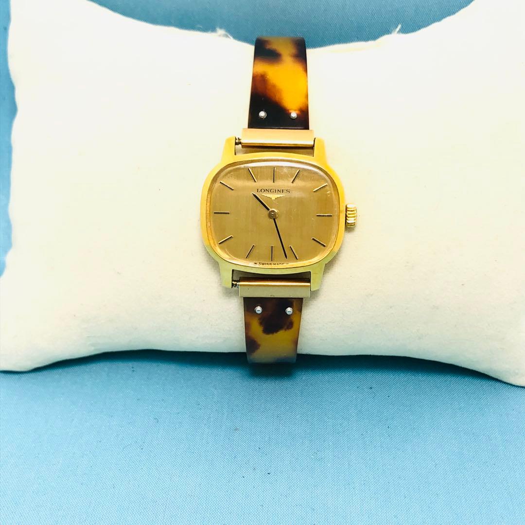 ロンジン 鼈甲ベルト 手巻き レディース腕時計 稼働品