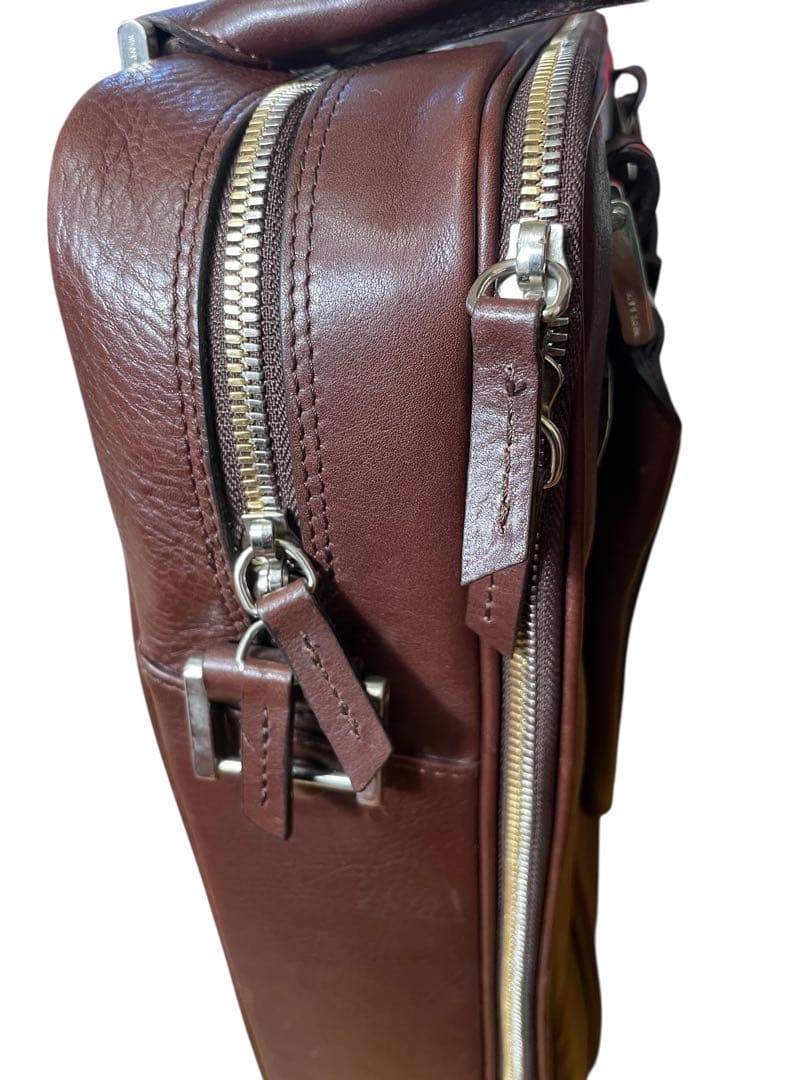 ナノユニバース ブリーフケース PC専用 2WAY 定価16.8万 レザー 伊製