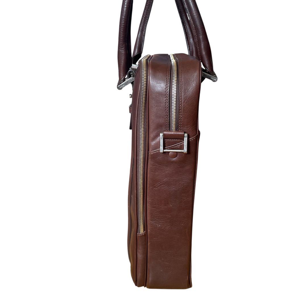 ナノユニバース ブリーフケース PC専用 2WAY 定価16.8万 レザー 伊製