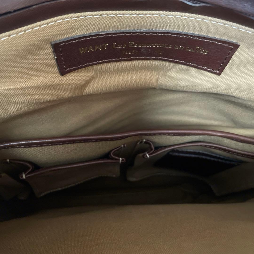 ナノユニバース ブリーフケース PC専用 2WAY 定価16.8万 レザー 伊製