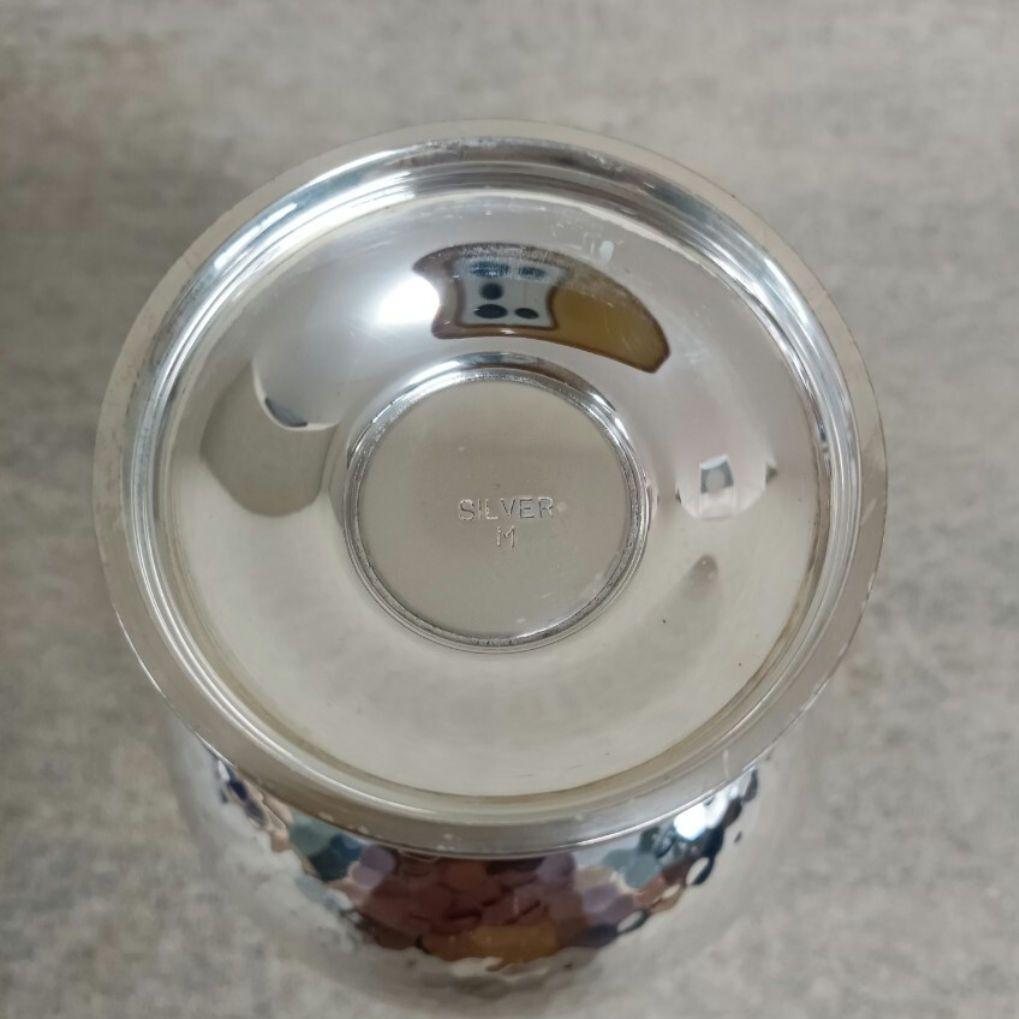 純銀カップ 金色内側 ハンマード仕上げ　silver刻印インテリアシルバー製