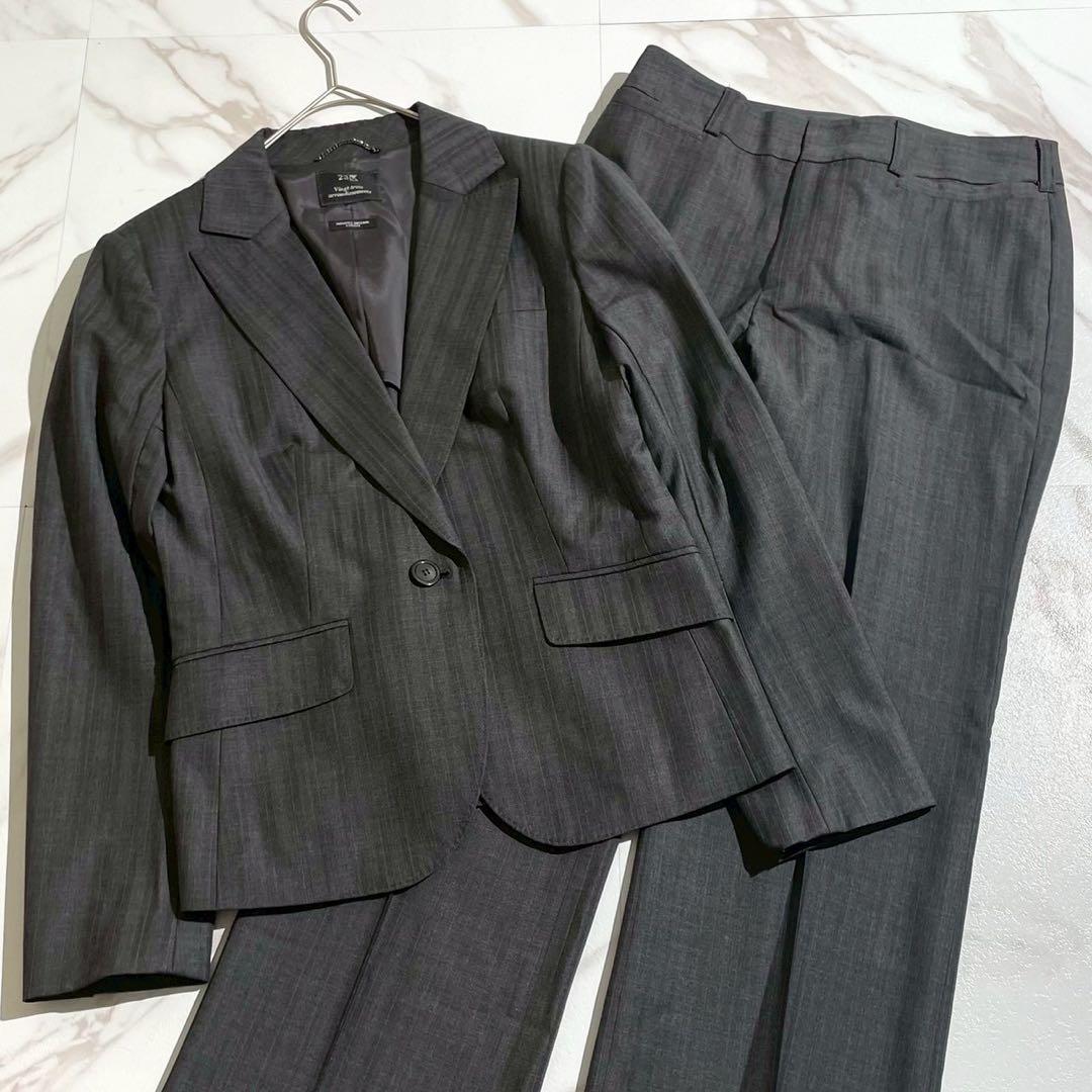 23区　レディース　グレー ストライプ ビジネススーツ　46