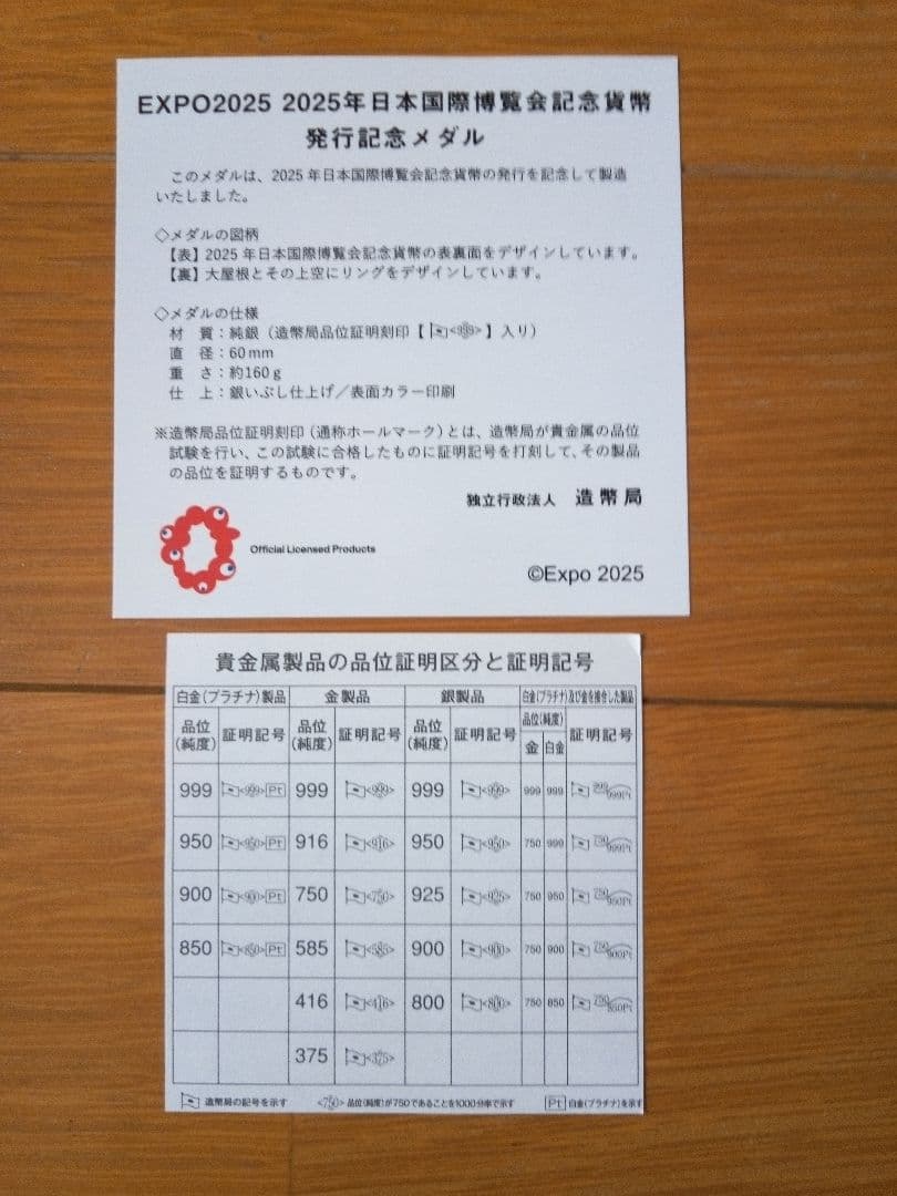 EXPO 2025 日本国際博覧会記念貨幣発行記念メダル