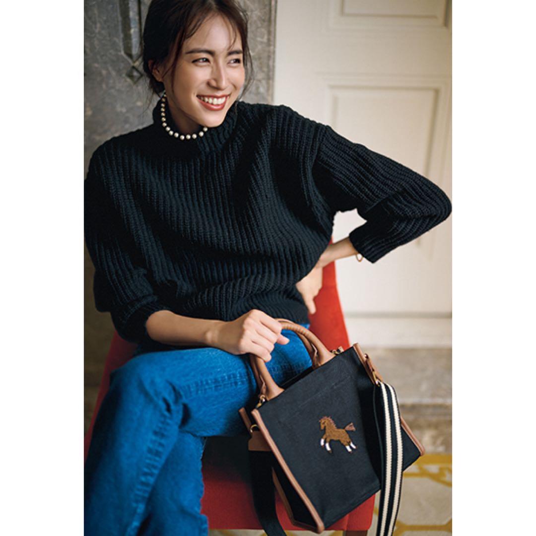 セブンテン♡ VERY別注　ネックパールタートルニット　トップス　黒