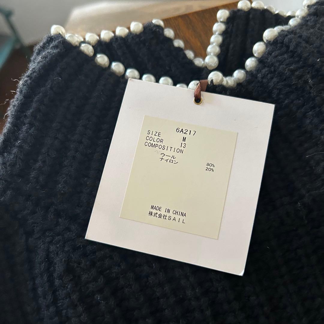 セブンテン♡ VERY別注　ネックパールタートルニット　トップス　黒
