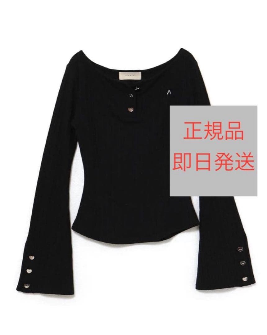 トップス andmary Dorothy heart tops black