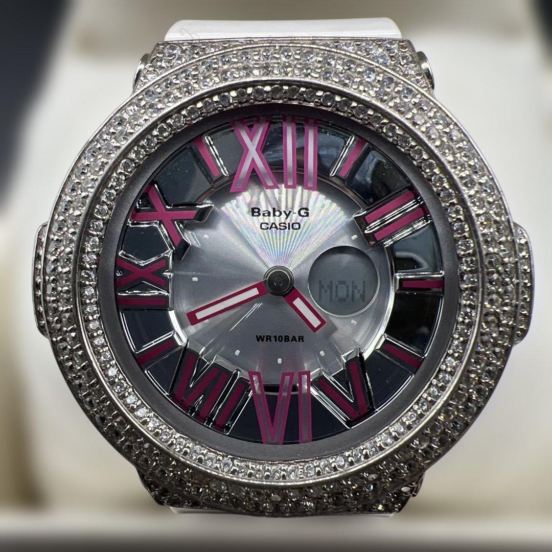希少カスタム Baby-G BGA-160 ネオンダイアル ラインストーン装飾