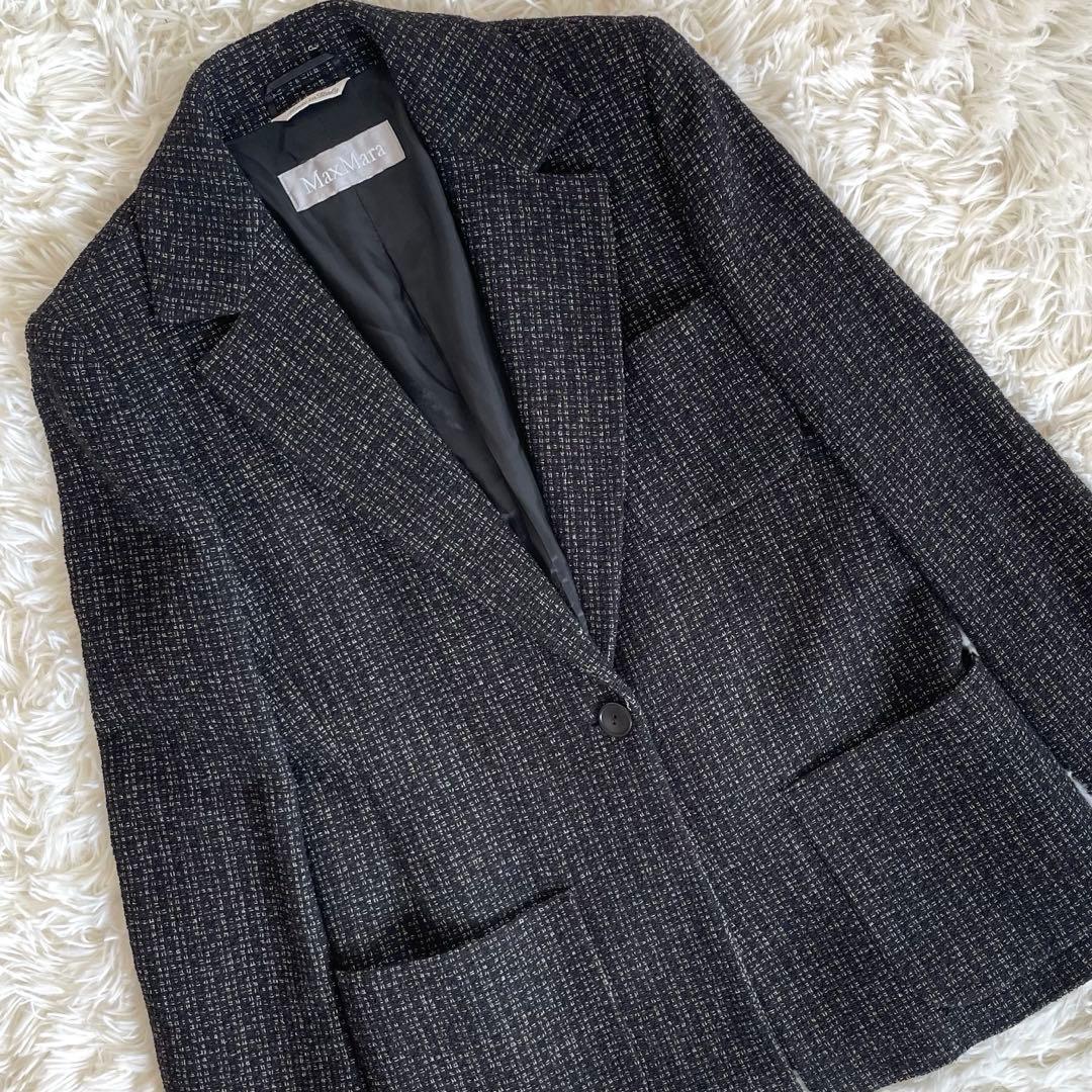 美品☆マックスマーラ　高級　銀タグ　ツイード　セットアップ　パンツスーツ　L