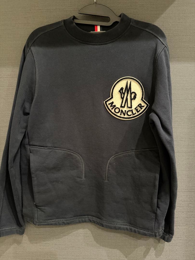 モンクレール スウェット ビッグワッペン ロゴ ブラック S 正規品