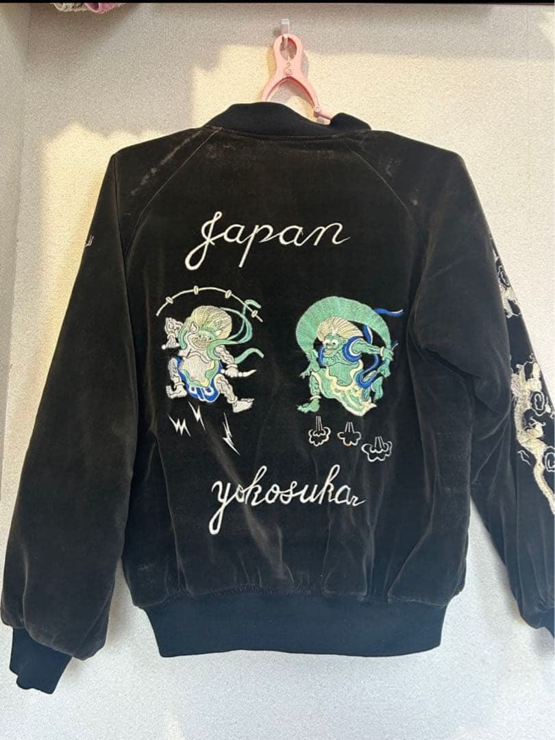 90s 別珍　スカジャン　風神雷神